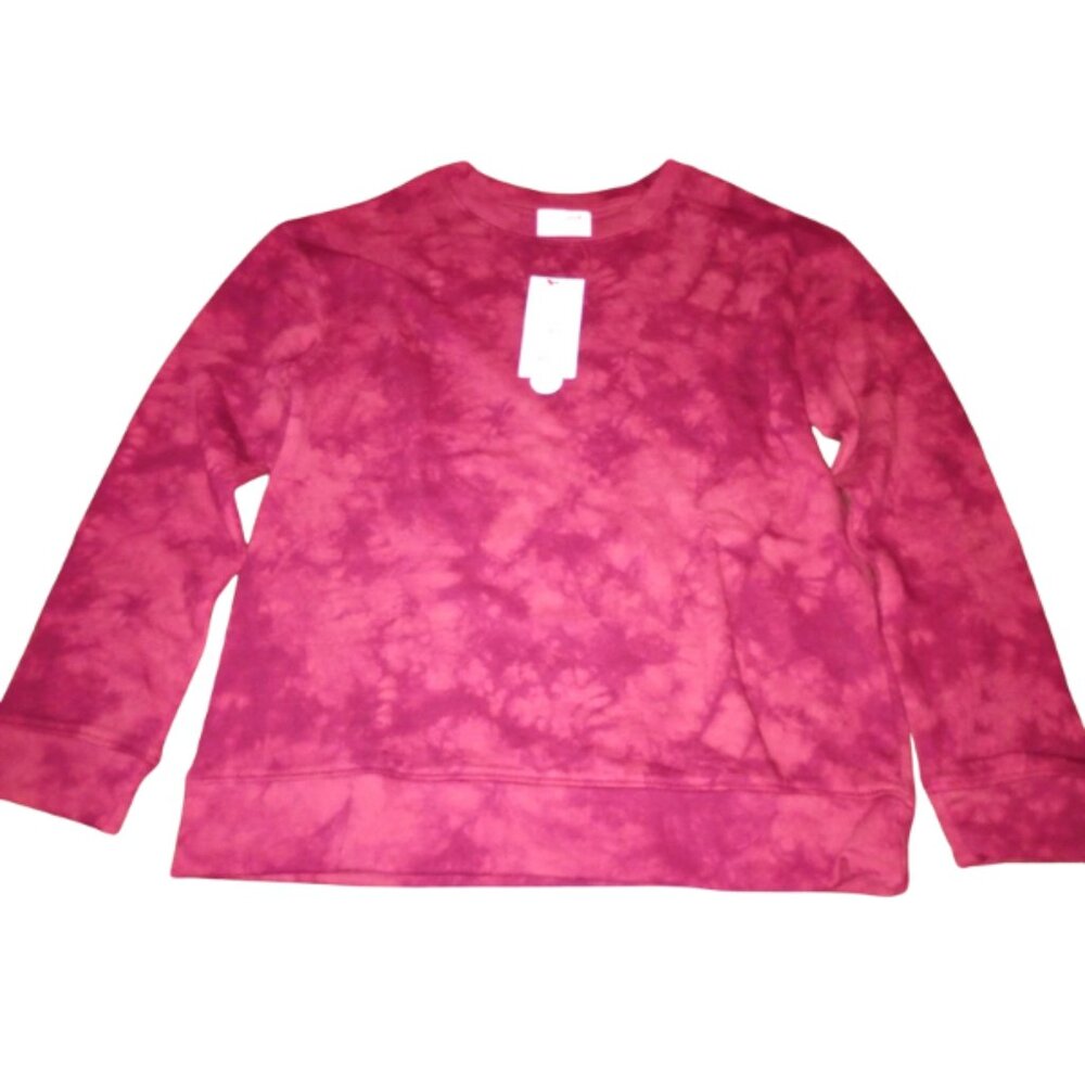 NWT 2 Cat & Jack Girls Tie Dye Sweatshirt Burgundy M Long Sleeve Cotton Pullover